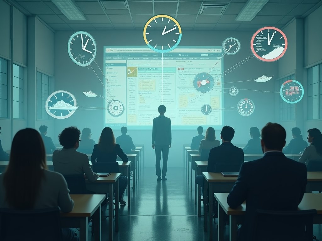 Abstract representation of blockchain governance with voting mechanisms and consensus patterns in a surreal digital environment